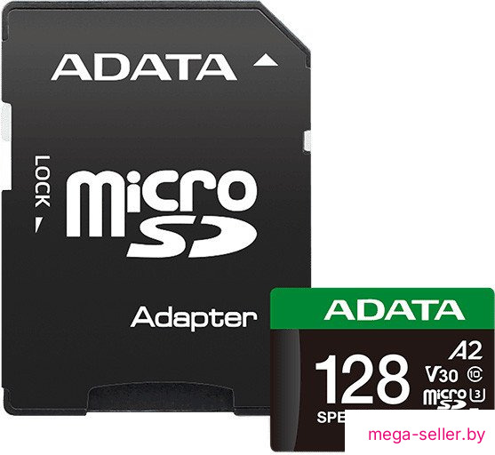 Карта памяти ADATA SPEED PLUS microSDXC 128GB UD128GUI3V30A2SP-RA1 (с адаптером)