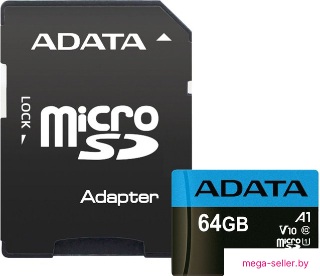 Карта памяти ADATA Premier AUSDX64GUICL10A1-RA1 microSDXC 64GB (с адаптером)