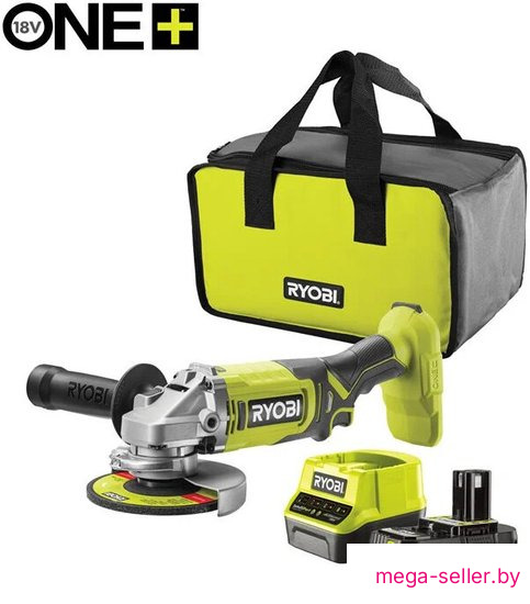 Угловая шлифмашина Ryobi RAG18125-1C40S 5133005643 (с 1-им АКБ, сумка)
