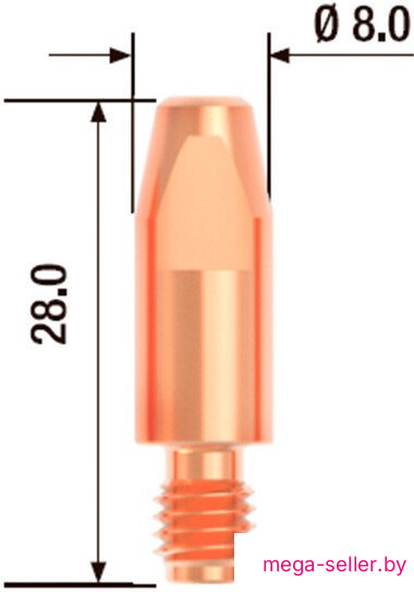 Наконечник контактный для горелки Fubag M6х28 мм ECU D=1.0 мм FB.CTM6.28-10