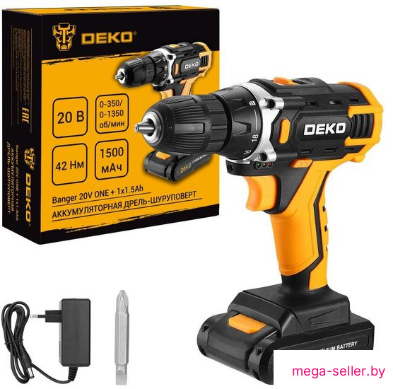 Дрель-шуруповерт Deko Banger 20V ONE + 083-1042 (с 1-им АКБ)