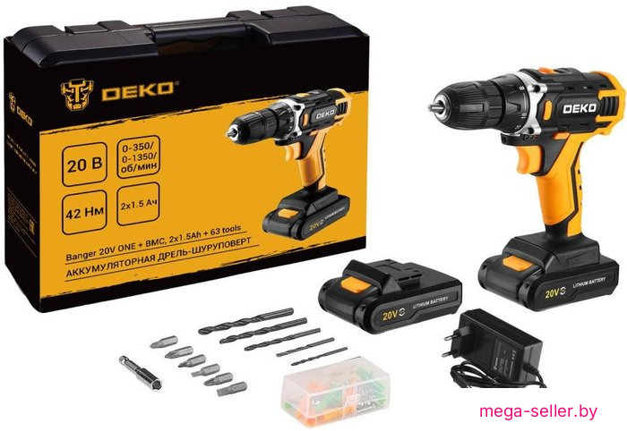 Дрель-шуруповерт Deko Banger 20V ONE + Set 63 083-1043 (с 2-мя АКБ, кейс)