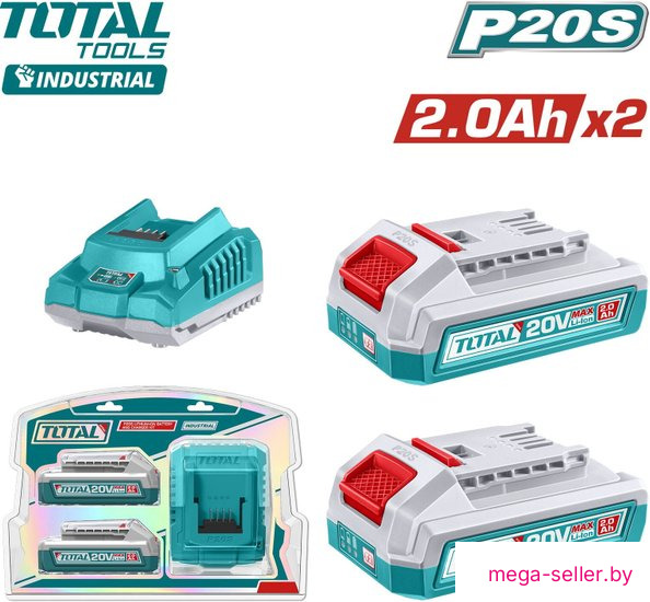 Аккумулятор с зарядным устройством Total TFBCPK2212 (20В/2x2 Ah + 20В)