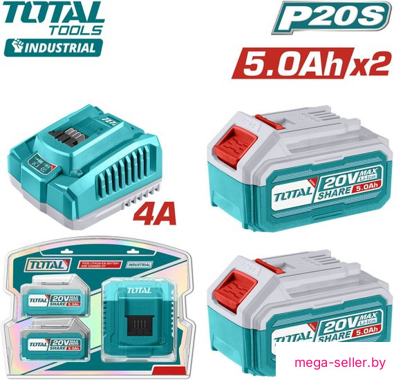 Аккумулятор с зарядным устройством Total TFBCPK2513 (20В/2x5 Ah + 20В)