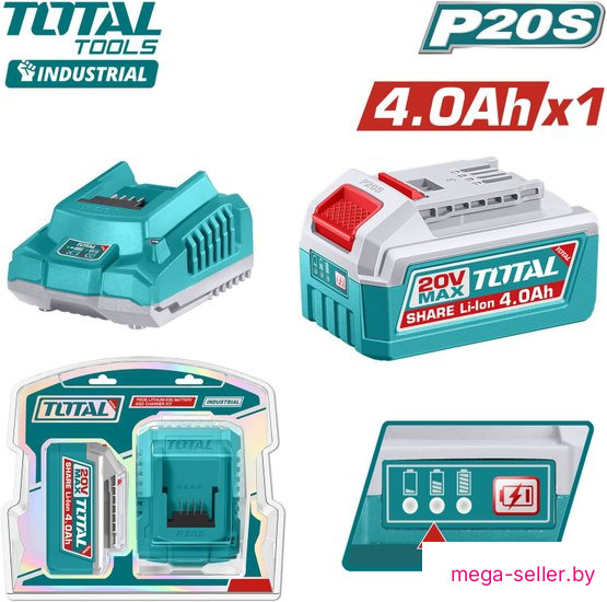 Аккумулятор с зарядным устройством Total TFBCPK1012 (20В/4 Ah + 20В)