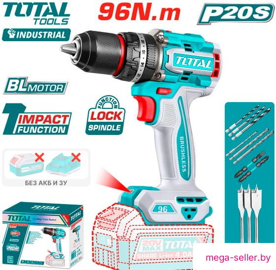 Ударная дрель-шуруповерт Total TIDLI209681 (без АКБ)