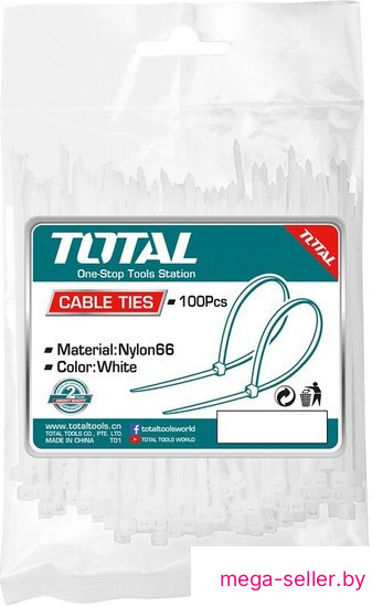 Стяжка для кабеля Total THTCT10201 (100 шт)