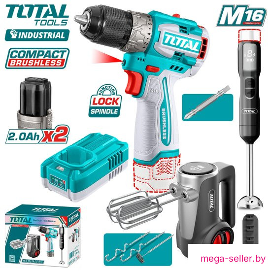 Total TCKLI1638 (шуруповерт, блендер, миксер, 2 АКБ)