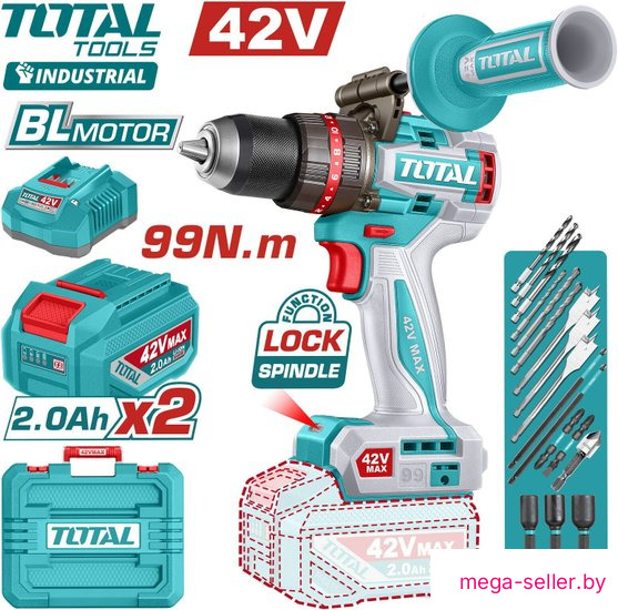 Ударная дрель-шуруповерт Total TIDLI429982 (с 2-мя АКБ, кейс)