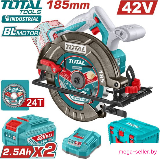 Дисковая (циркулярная) пила Total TSLI4218512 (с 2-мя АКБ, кейс)