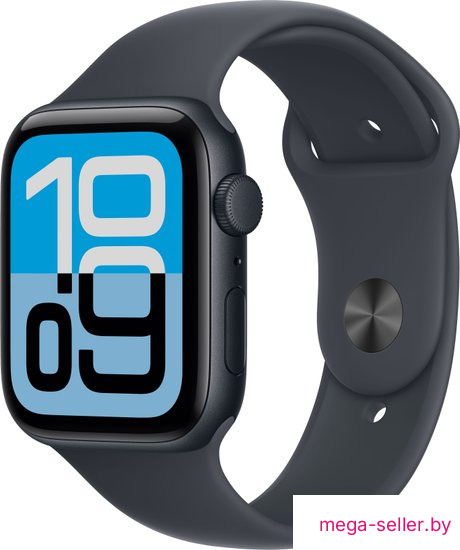 Умные часы Apple Watch SE 3 44 мм (алюминиевый корпус, полуночный/полуночный, спортивный силиконовый ремешок S/M)