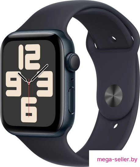 Умные часы Apple Watch SE 2 44 мм (алюминиевый корпус, полуночный/полуночный, спортивный силиконовый ремешок S/M)