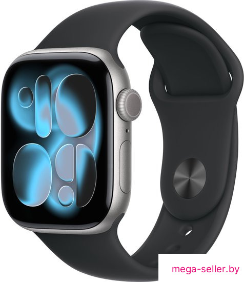 Умные часы Apple Watch Series 11 42 мм (алюминиевый корпус, космический серый/черный, спортивный силиконовый ремешок M/L)