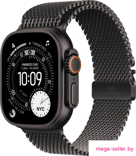 Умные часы Apple Watch Ultra 3 LTE 49 мм (титановый корпус, черный/черный, миланская петля S)