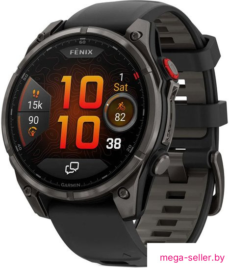Умные часы Garmin Fenix 8 Pro 47 мм (серый, черный силиконовый ремешок)