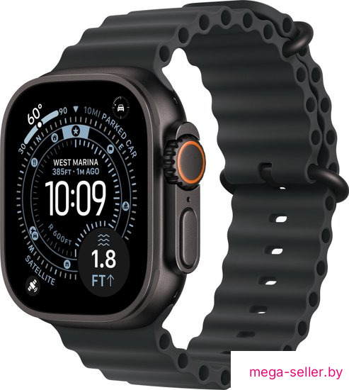 Умные часы Apple Watch Ultra 3 LTE 49 мм (титановый корпус, черный/черный, ремешок из эластомера)