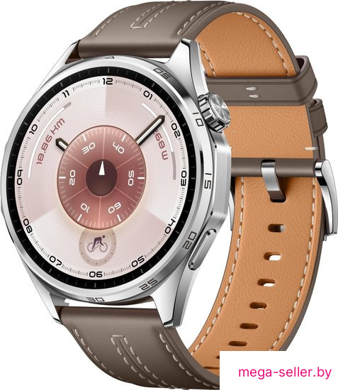 Умные часы Huawei Watch GT 6 46 мм (серебристый, с коричневым кожаным ремешком, международная версия)