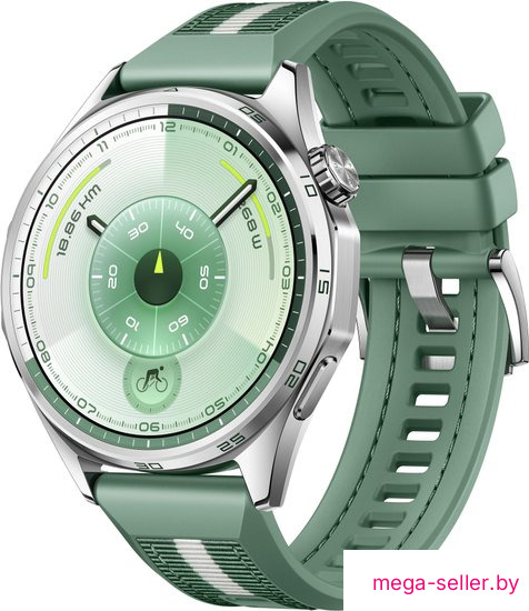 Умные часы Huawei Watch GT 6 46 мм (серебристый, с зеленым плетеным ремешком, международная версия)