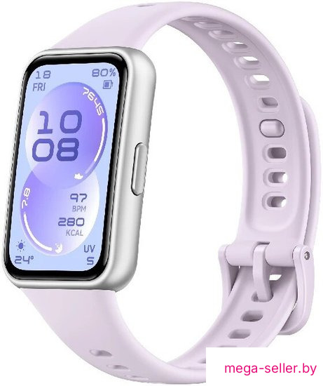 Фитнес-браслет Huawei Band 11 (серебристый полимерный корпус, с сиреневым силиконовым ремешком, международная версия)
