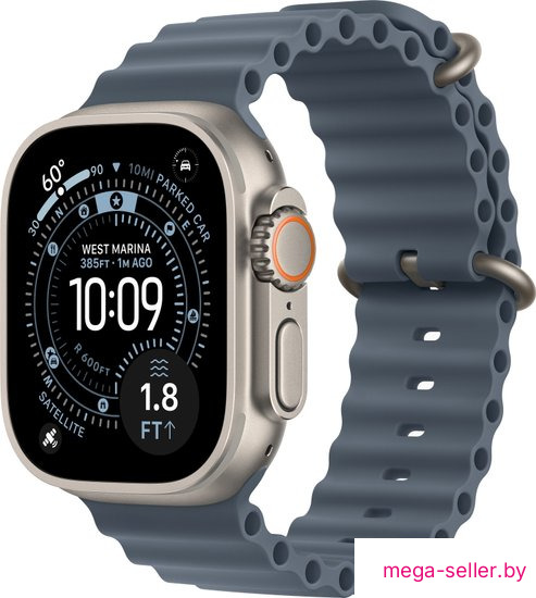 Умные часы Apple Watch Ultra 3 LTE 49 мм (титановый корпус, природный/синий, ремешок из эластомера)