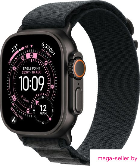 Умные часы Apple Watch Ultra 3 LTE 49 мм (титановый корпус, черный/черный, текстильный ремешок размера M)