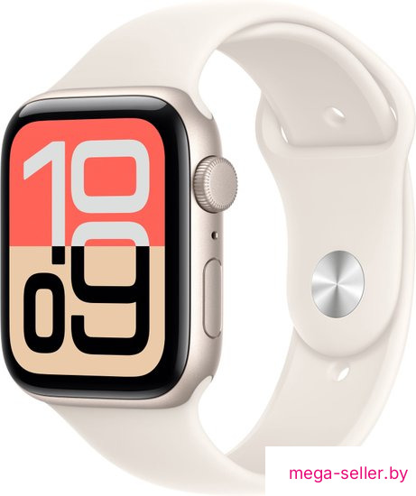 Умные часы Apple Watch SE 3 44 мм (алюминиевый корпус, звездный свет/звездный свет, спортивный силиконовый ремешок M/L)