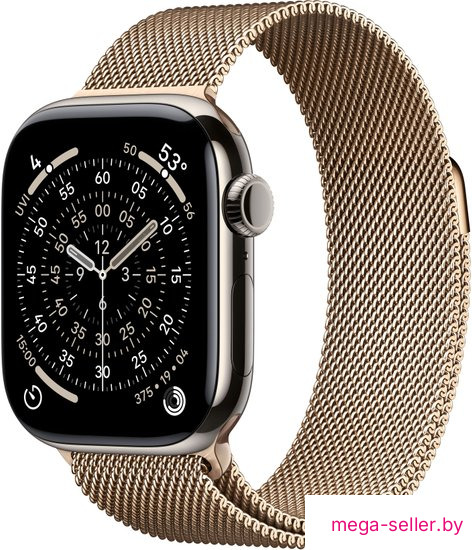 Умные часы Apple Watch Series 11 LTE 42 мм (титановый корпус, природный/золотистый, миланская петля)
