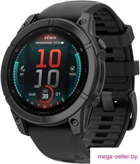 Умные часы Garmin Fenix E 47мм (серая сталь, черный силиконовый ремешок)