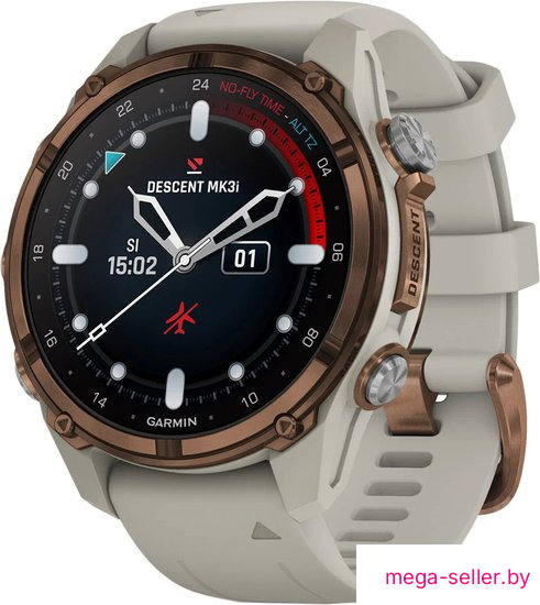 Умные часы Garmin Descent Mk3i 43 мм (бронзово-серый титан, с серым силиконовым ремешком)