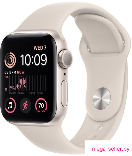 Умные часы Apple Watch SE 2 40 мм (алюминиевый корпус, звездный свет/звездный свет, спортивный силиконовый ремешок S/M)