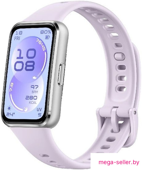 Фитнес-браслет Huawei Band 11 (серебристый алюминиевый корпус, с сиреневым силиконовым ремешком, международная версия)