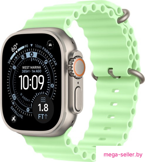 Умные часы Apple Watch Ultra 3 LTE 49 мм (титановый корпус, природный/салатовый, ремешок из эластомера)