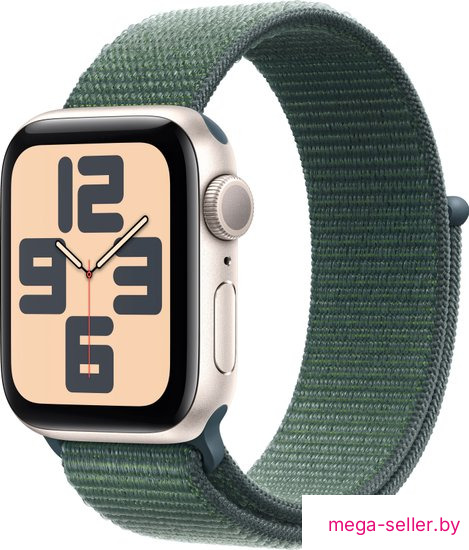 Умные часы Apple Watch SE 2 40 мм (алюминиевый корпус, звездный свет/зеленый, нейлоновый ремешок)
