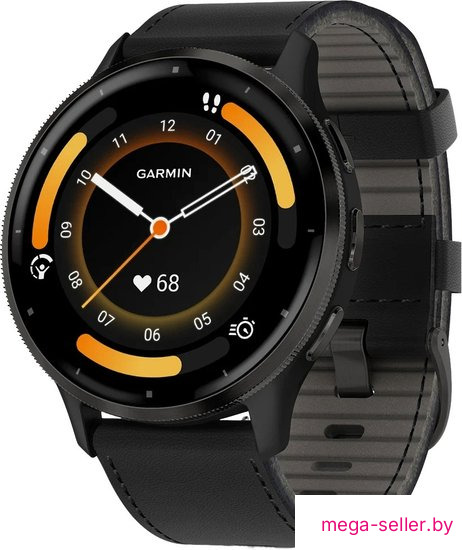Умные часы Garmin Venu 3 (черный, с кожаным ремешком)