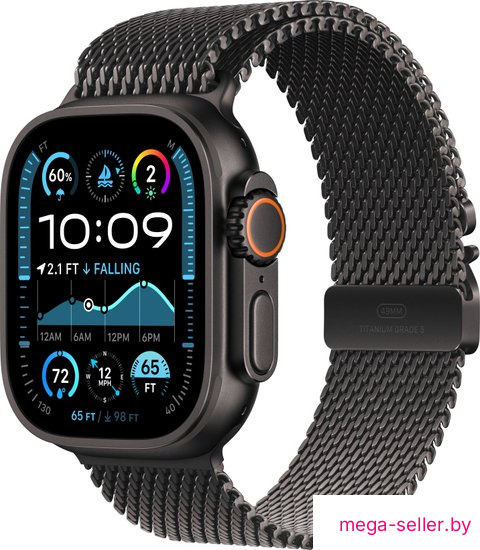 Умные часы Apple Watch Ultra 2 LTE 49 мм (титановый корпус, черный/черный, миланская петля S)