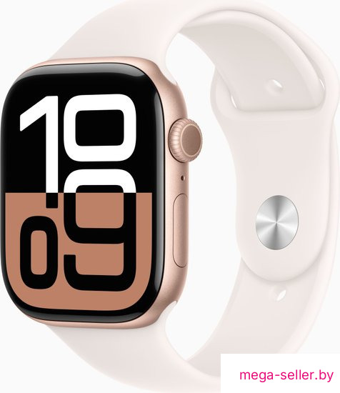 Умные часы Apple Watch Series 10 46 мм (алюминиевый корпус, розовое золото/легкие румяна, спортивный силиконовый ремешок S/M)