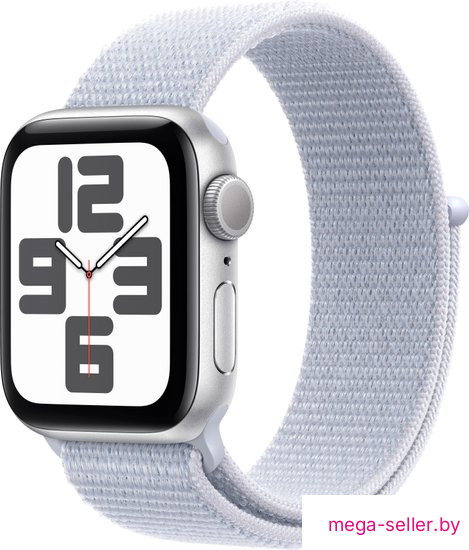 Умные часы Apple Watch SE 2 40 мм (алюминиевый корпус, серебристый/голубой, нейлоновый ремешок)