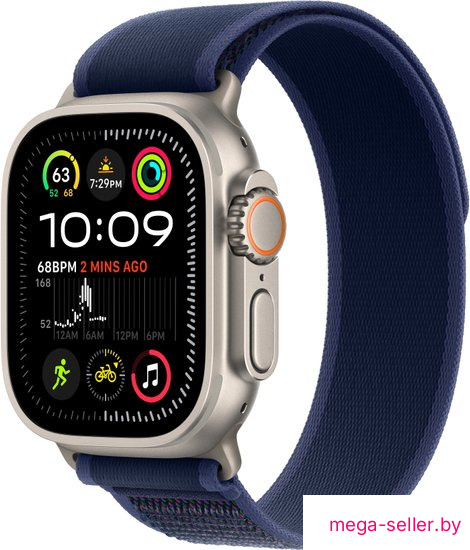 Умные часы Apple Watch Ultra 2 LTE 49 мм (титановый корпус, титановый/синий, нейлоновый ремешок S/M)
