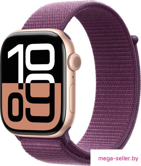 Умные часы Apple Watch Series 10 46 мм (алюминиевый корпус, розовое золото/сливовый, нейлоновый ремешок)