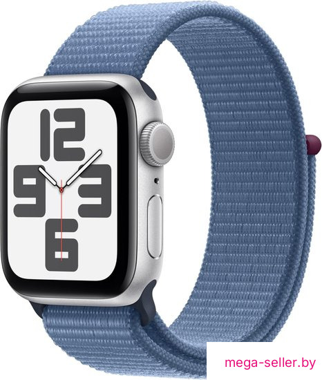 Умные часы Apple Watch SE 2 40 мм (алюминиевый корпус, серебристый/грозовой синий, нейлоновый ремешок)