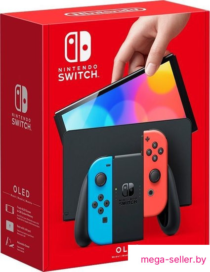 Игровая приставка Nintendo Switch OLED (черный, с неоновыми Joy-Con)