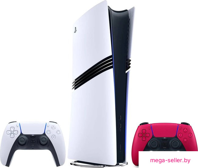Игровая приставка Sony PlayStation 5 Pro CFI-70XX (1 ревизия, 2 геймпада, белый/космический красный)