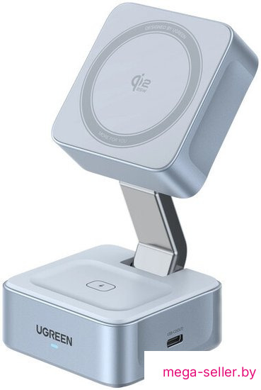 Беспроводное зарядное Ugreen MagFlow 2-in-1 W752 55960 (голубой)