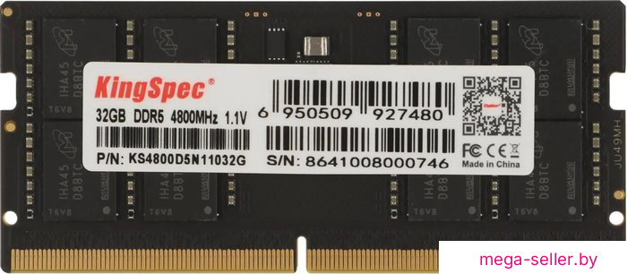 Оперативная память KingSpec 32ГБ DDR5 SODIMM 4800 МГц KS4800D5N11032G