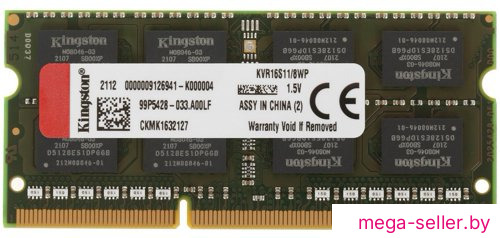 Оперативная память Kingston ValueRAM 8GB DDR3 SODIMM PC3-12800 KVR16S11/8WP