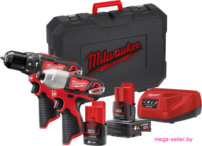 Milwaukee M12 M12BPP2B-421C 4933443497 (шуруповерт, винтоверт, 2 АКБ, кейс)