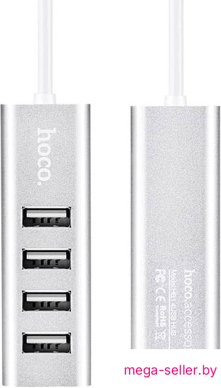 USB-хаб Hoco HB1 (серебристый)