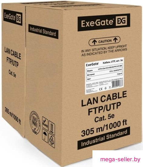 Кабель ExeGate UTP4-C5e-CCA-S25-IN-PVC-GY-305 UTP