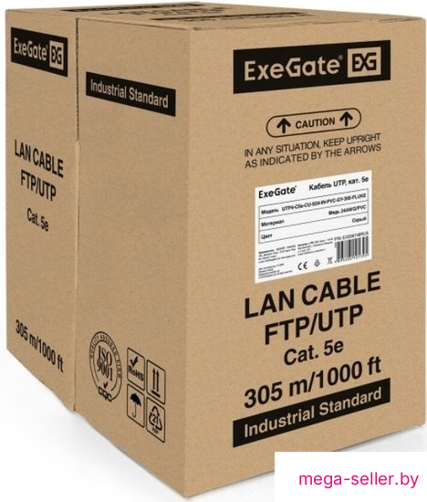 Кабель ExeGate UTP4-C5e-CU-S24-IN-PVC-GY-305-FLUKE UTP