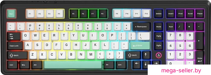Клавиатура Ajazz AK980 V2 (черный/белый/бирюзовый, Ajazz Flying Fish)